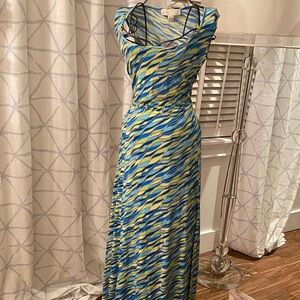 Michael Kors Vibrant Blue and Yellow Maxi Dress